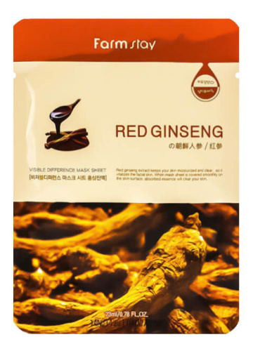 FarmStay Омолаживающая маска для лица с женьшенем Visible Difference Mask Sheet Red Ginseng