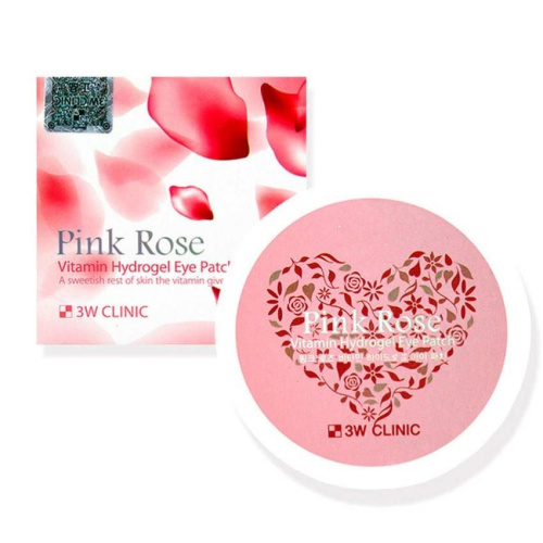 3W Clinic Витаминные гидрогелевые патчи для глаз Pink Rose Vitamin Hydrogel Eye Patch