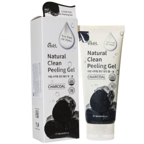 Ekel Natural Clean Peeling Gel 180ml , Charcoal Пилинг гель-скатка для лица и тела с древесным углем, 180 мл