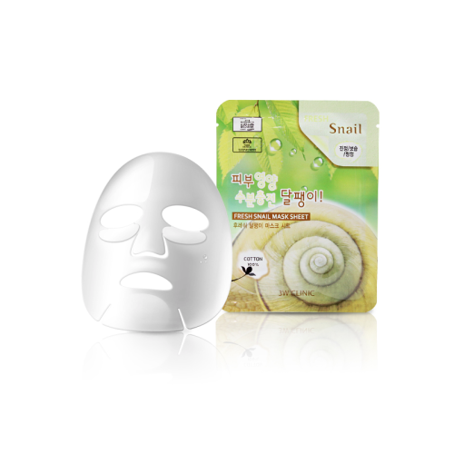 3W Clinic Тканевая маска для лица с муцином улитки Fresh Snail Mask Sheet