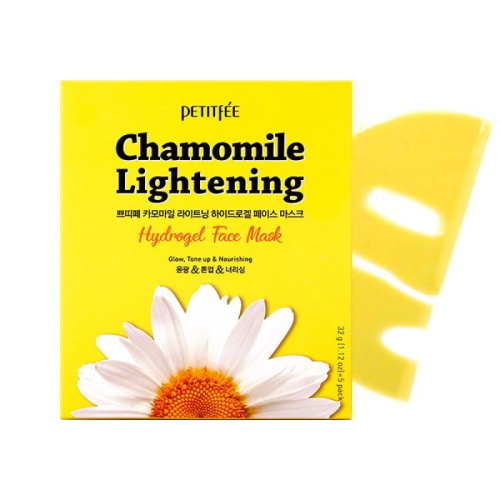 Petitfee Chamomile Lightening Hydrogel Face Mask Успокаивающая гидрогелевая маска с экстрактом ромашки, 1 шт. фото 2