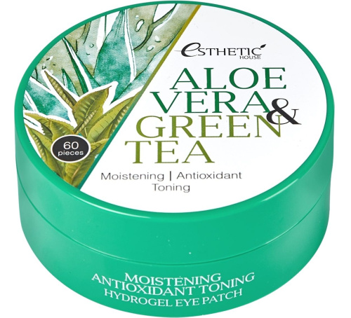 Esthetic House Гидрогелевые патчи для глаз Алоэ/Зеленый чай ALOE VERA&GREEN TEA HYDROGEL EYE PATCH