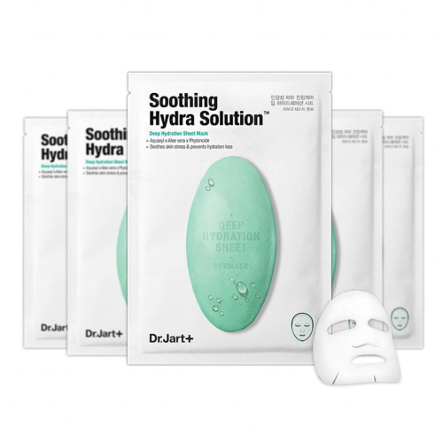 Dr.Jart+ Dermask Water Jet Soothing Hydra Solution Маска увлажняющая 'капсулы красоты' для лица с алоэ вера, 27 г х 5 шт.