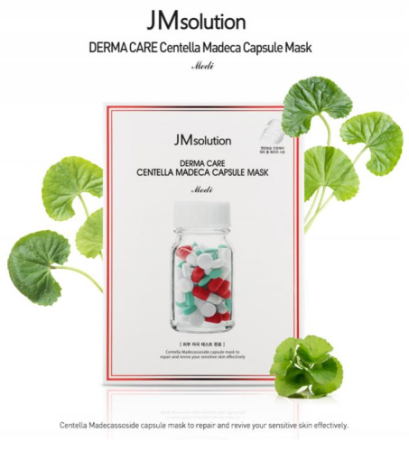 JM Solution Derma Care Centella Madeca Capsule Mask Успокаивающая целлюлозная маска с центеллой, 10 шт.