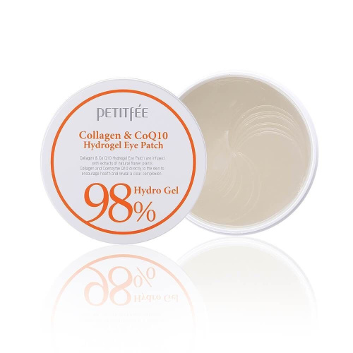 Petitfee Collagen & CoQ10 Hydrogel Eye Patch Гидрогелевые патчи для области вокруг глаз с коэнзимом Q10 и коллагеном, 60 шт./30 пар