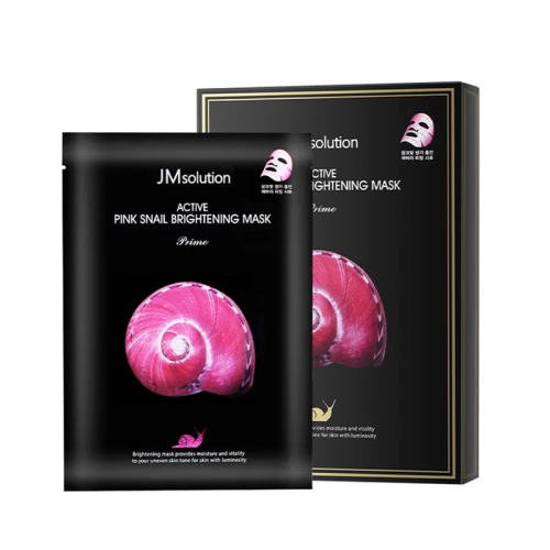 JM Solution Active Pink Snail Brightening Mask Ультратонкая маска с муцином улитки, 10 шт.