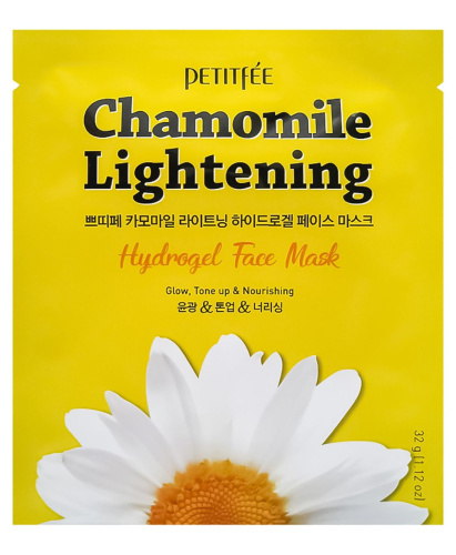 Petitfee Chamomile Lightening Hydrogel Face Mask Успокаивающая гидрогелевая маска с экстрактом ромашки, 1 шт.