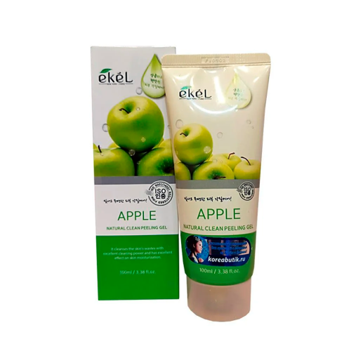 Ekel Natural Clean Peeling Gel 180ml , Apple Пилинг гель-скатка для лица и тела с зеленым яблоком для комбинированной и жирной кожи, 180 мл