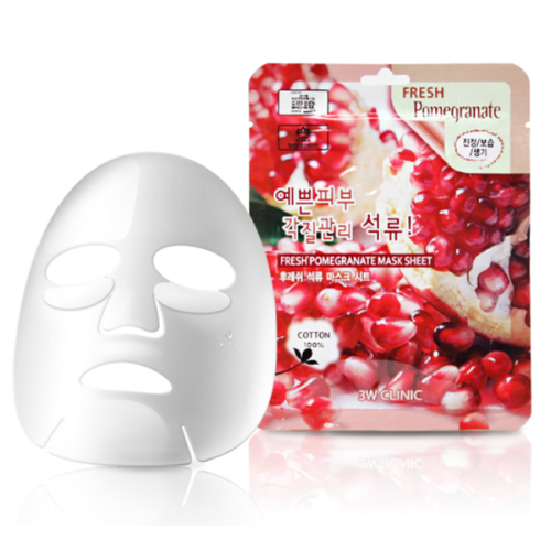 3W Clinic Тканевая маска для лица с экстрактом граната Fresh Pomegranate Mask Sheet