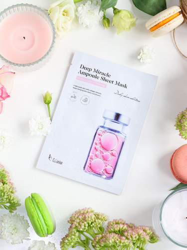 CELARION Deep Miracle Ampoule Sheet Mask-COLLAGEN firming Укрепляющая тканевая маска для лица с коллагеном, 3 шт. фото 3