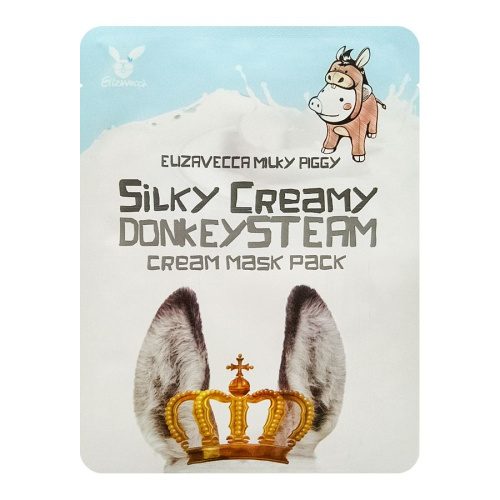 Elizavecca Тканевая маска с паровым кремом из молока ослиц Silky Creamy Donkey Steam Cream Mask Pack