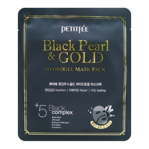 Petitfee Гидрогелевая маска для лица с черным жемчугом Black Pearl & Gold Hydrogel Mask Pack