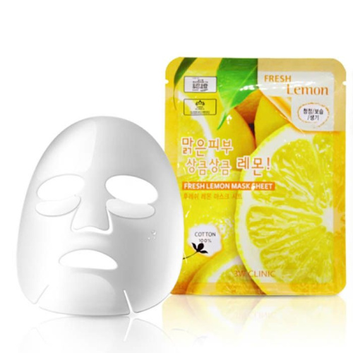 3W CLINIC Набор Тканевая маска для лица Лимон Fresh Lemon Mask Sheet, 10 шт