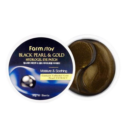 FarmStay black pearl gold hydrogel eye patch Гидрогелевые патчи с золотом и черным жемчугом, 60 шт./30 пар