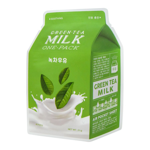 A'PIEU Успокаивающая маска с экстрактом зеленого чая и гамамелиса Green Tea Milk One-Pack